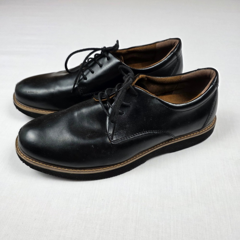 Deer Stags Supro Sock WP101 Oxford Shoes Mens 8.5 M Black Leather Lace‎ Up